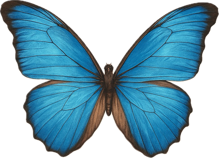 Blauer Morpho Schmetterling - Symbol für Transformation und Metamorphose