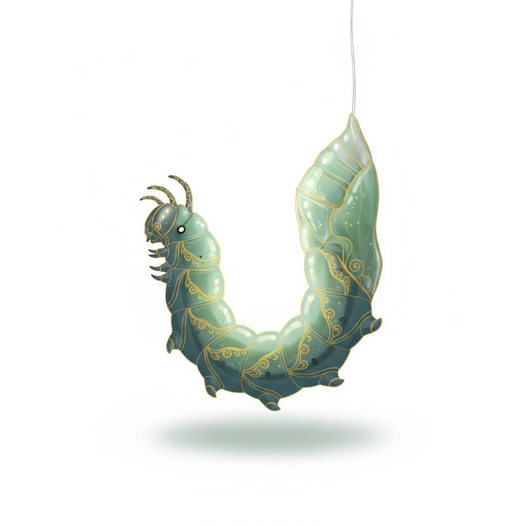 Raupe Symbol für Erkennen - Beginn der Metamorphose
